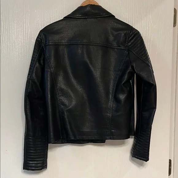 Topshop Black Faux Leather Biker Jacket - Picture 3 of 9